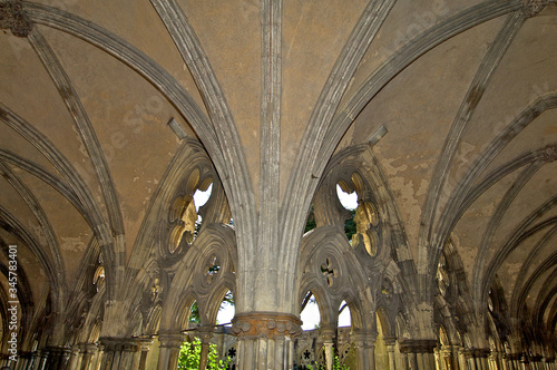 Ribbed vault of cloister, Cathedral Church of the Salisbury diocese, Salisbury, England