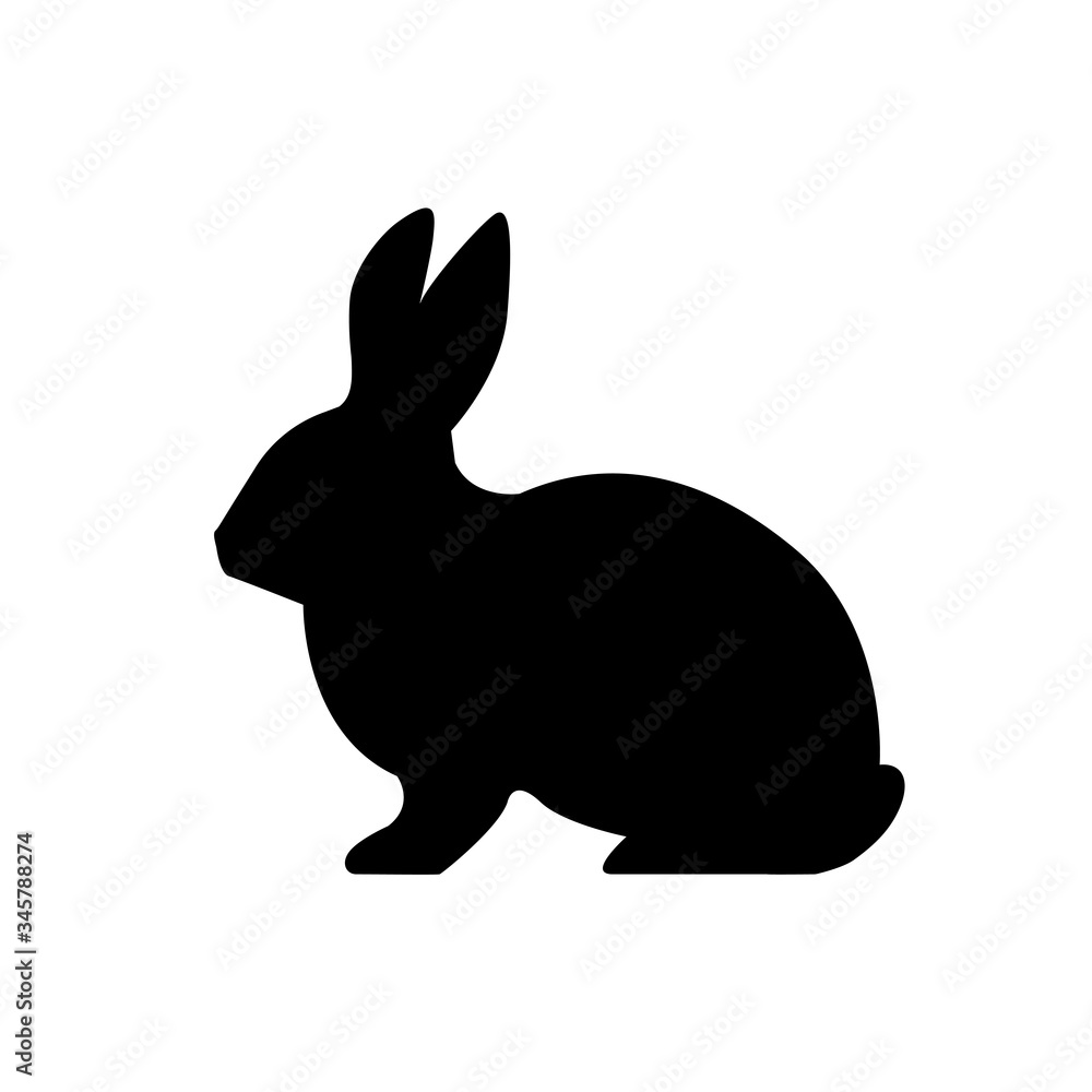 Silhouette rabbit on white background. Farm animals collection. Pets. Silhouette rabbit on white background. Farm animals collection. Pets.