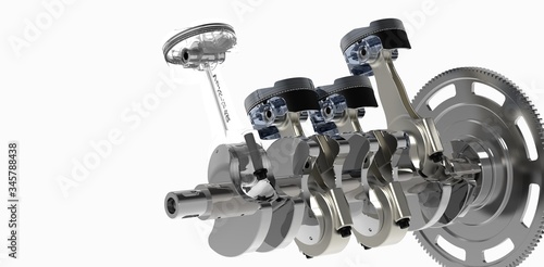 Billede på lærred Assembly of four-cylinder combustion engine