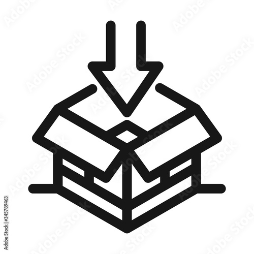 delivery cargo service logistic cardboard box ordering online line style icon
