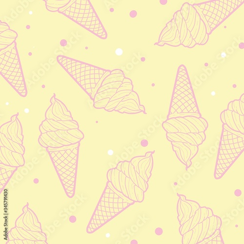 Pastel pink and yellow ice cream pattern - vector