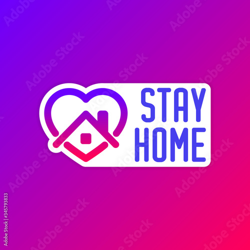 editable stroke line icon of Stay home for Social media in support of self isolation. staying at home Prevent coronavirus spread. Covid19 perfect outline single icon hashtag stayhome Isolated on white