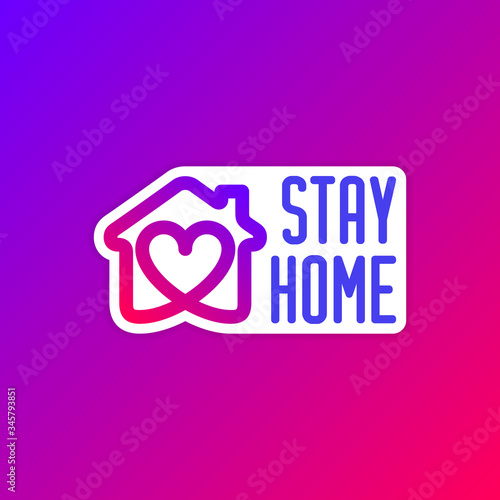 editable stroke line icon of Stay home for Social media in support of self isolation. staying at home Prevent coronavirus spread. Covid19 perfect outline single icon hashtag stayhome Isolated on white