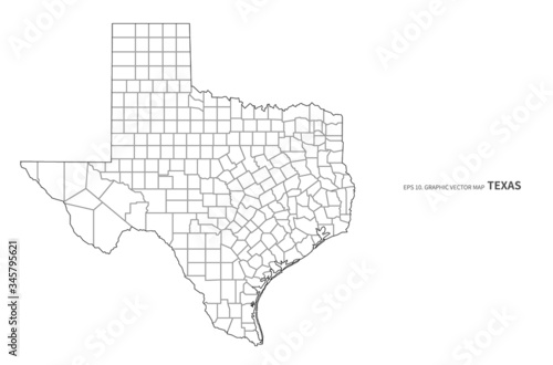 texas map. vector map of texas, U.S states. amreica country map.  photo