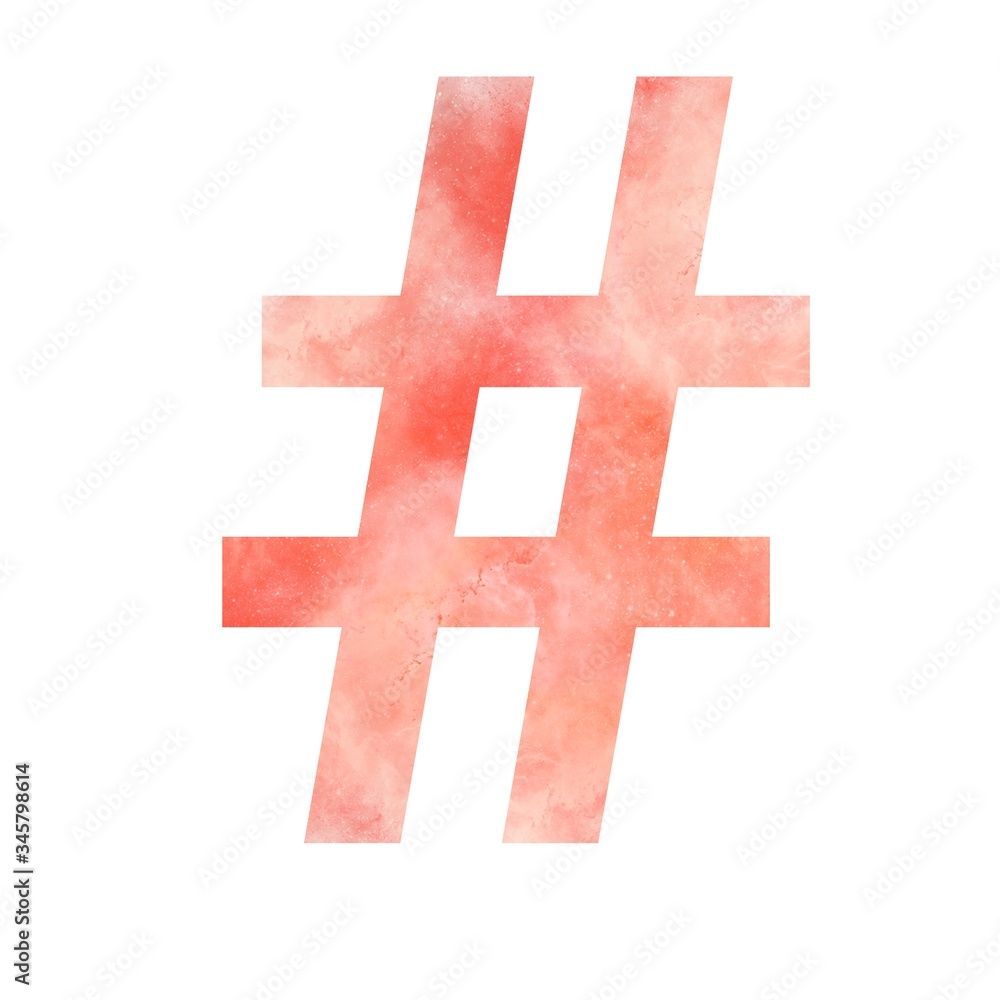 Orange space alphabet. Hash. Digital art. Isolated on white background. Stock illustration. Orange space alphabet. Hash. Digital art. Isolated on white background. Stock illustration.