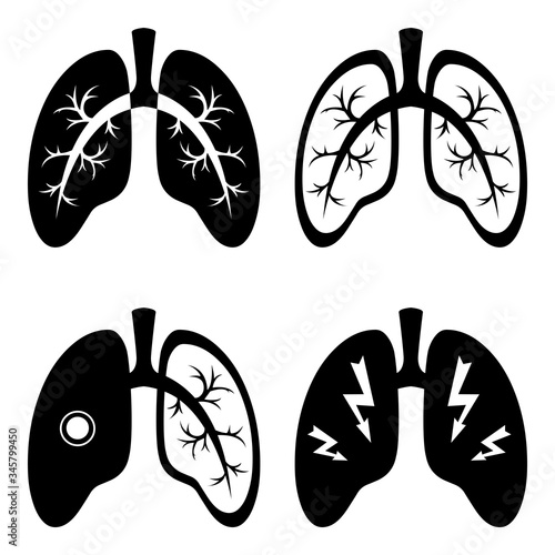Vector image of the respiratory tract. Icons that can be used as a web design template. COVID-19 virus. Prevention of coronavirus.