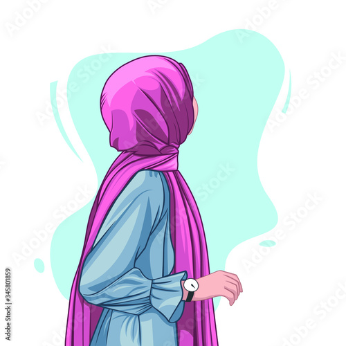 vector illustration of a woman in a blue dress