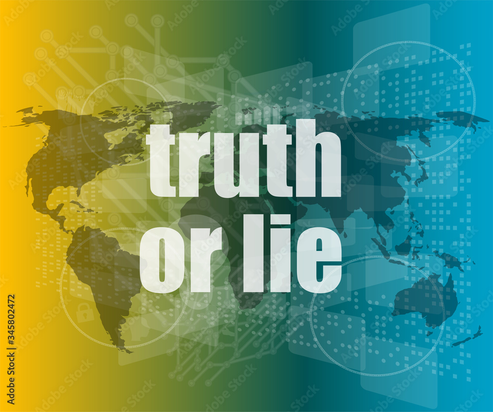 truth or lie text on digital touch screen interface
