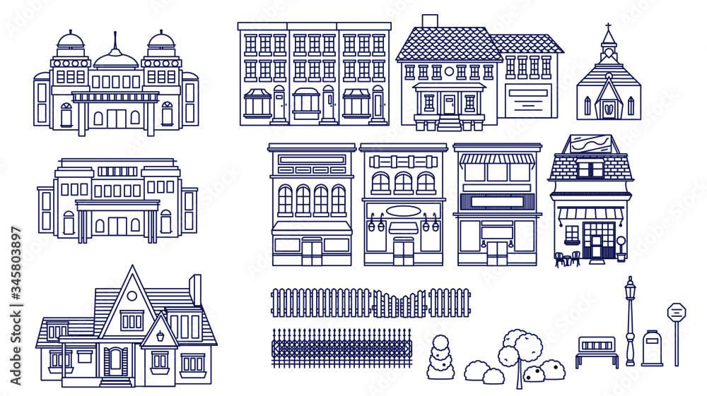 Small Home Town Vector Set Small Home Town Vector Set