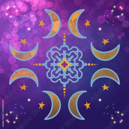 Purple crescent moon magical moon pattern 