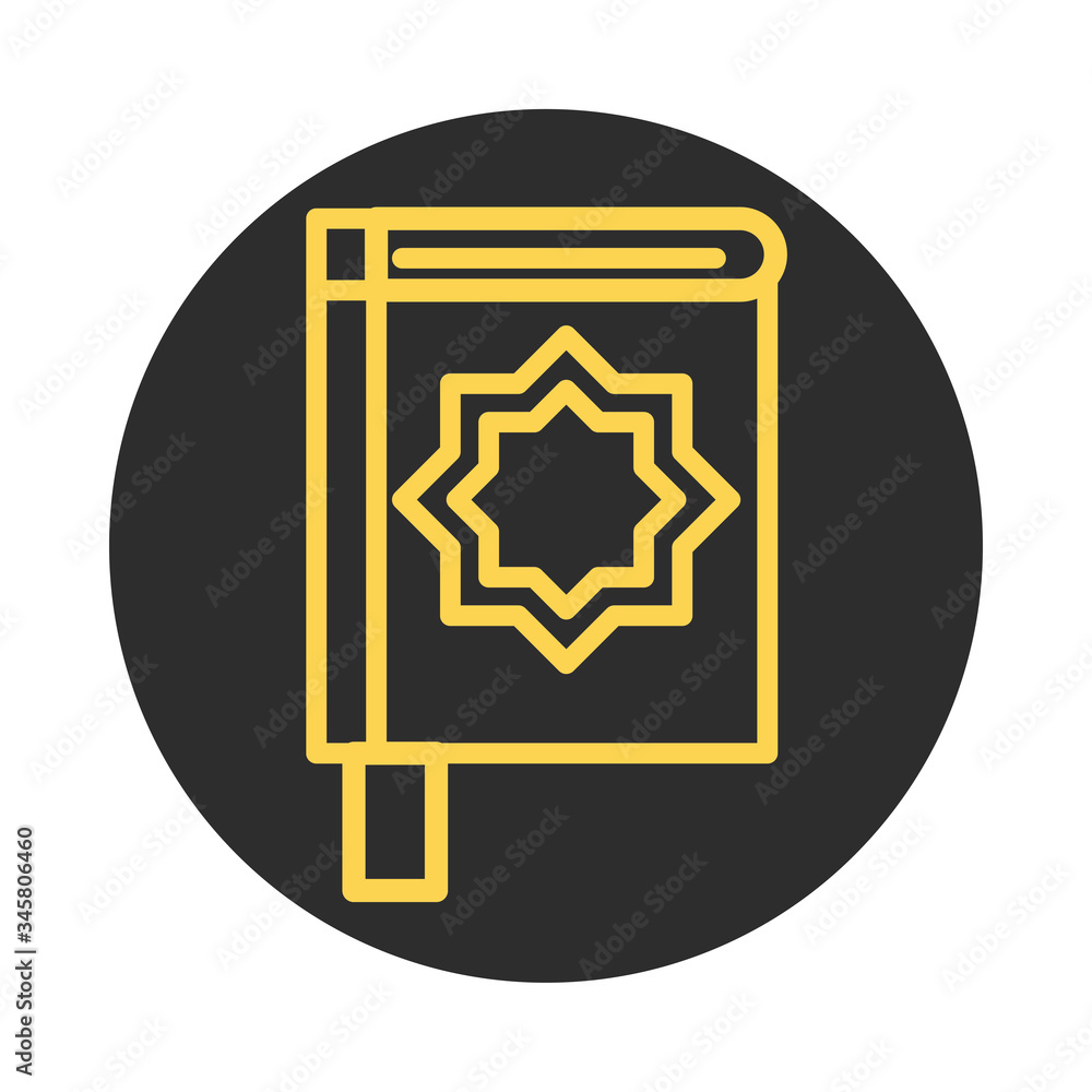 koran book sacred eid mubarak islamic religious celebration block and line icon koran book sacred eid mubarak islamic religious celebration block and line icon