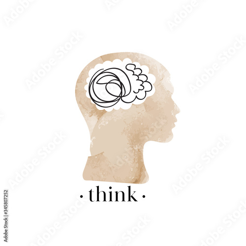 thinking head vector illustration