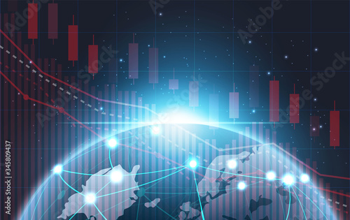 Stock market slump stock chart futuristic concept vector,Pneumonia.Business technology concept background.illustration.World organization looking at falling diagram.Economic and financial crisis