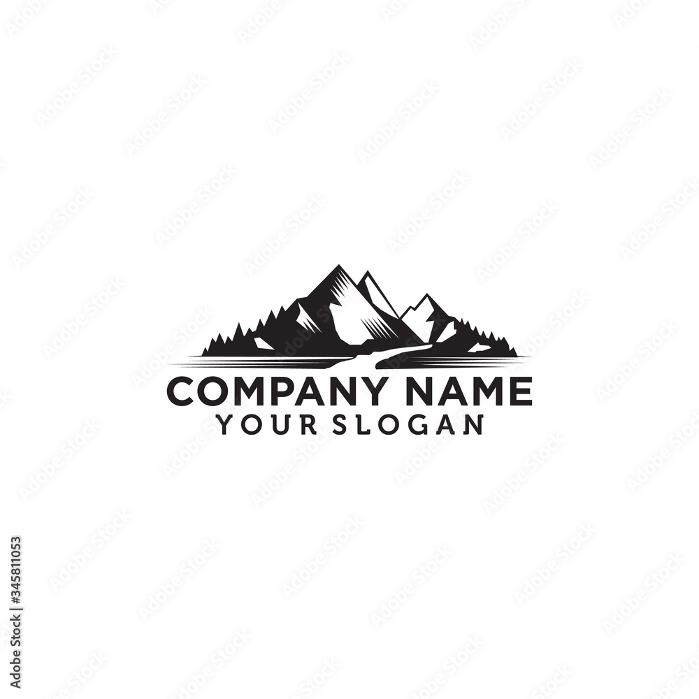 Creative  mountain valley and river logo design inspiration