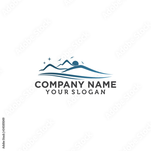 Creative  mountain valley and river logo design inspiration