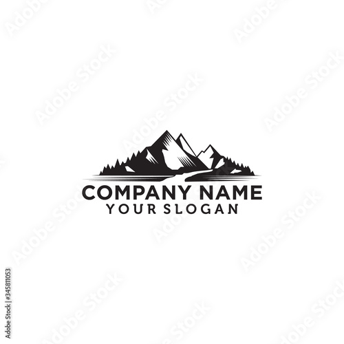 Creative  mountain valley and river logo design inspiration