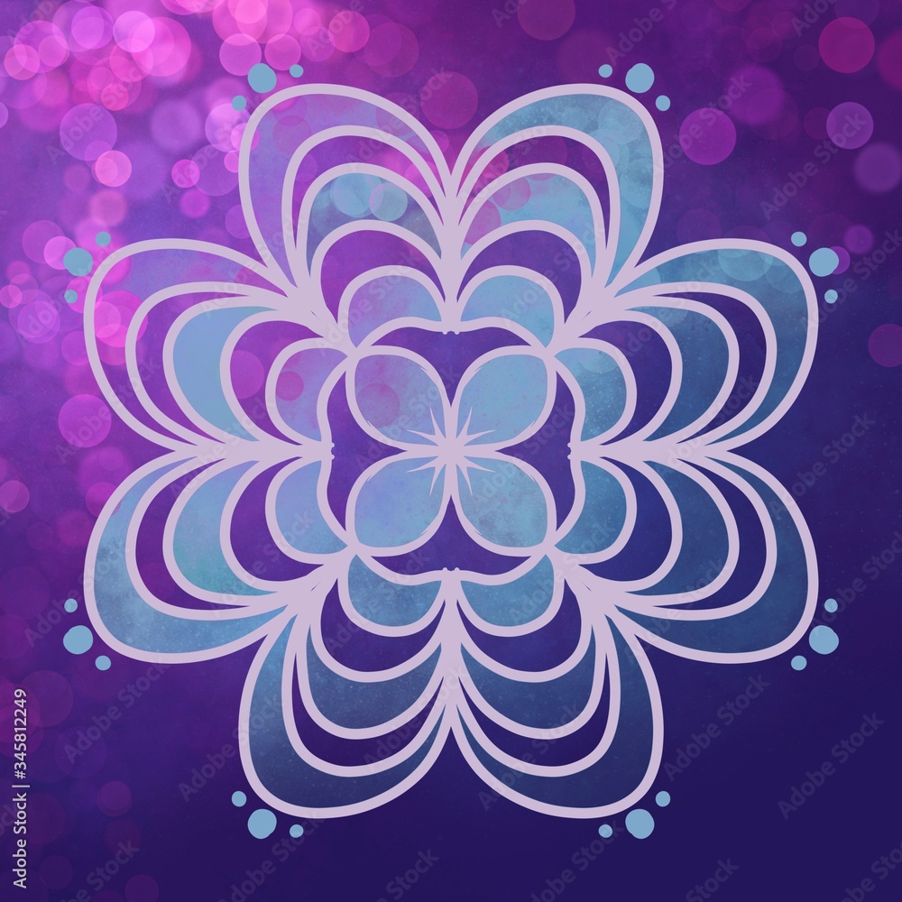 Purple and Blue Flower Mandala Pattern Purple and Blue Flower Mandala Pattern