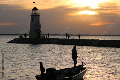 fishing boat at sunset
