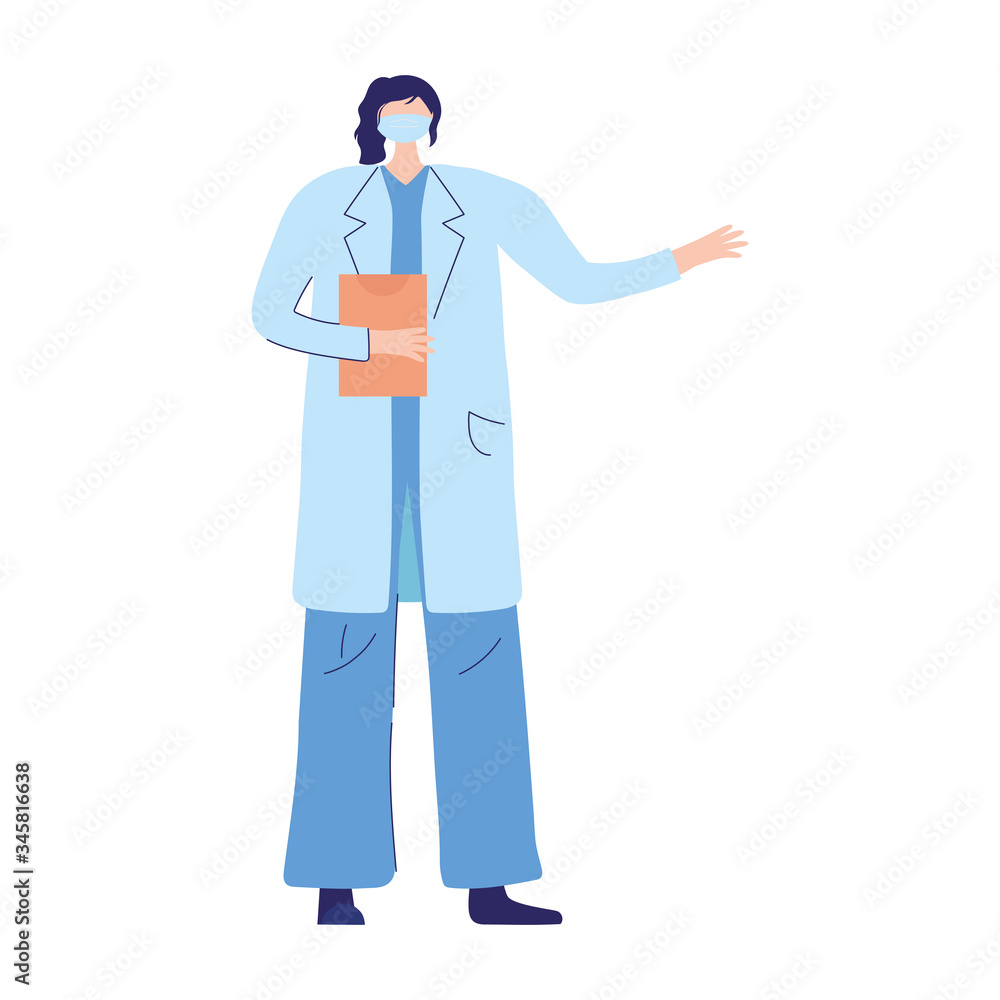 female doctor with medical mask and report staff hospital female doctor with medical mask and report staff hospital