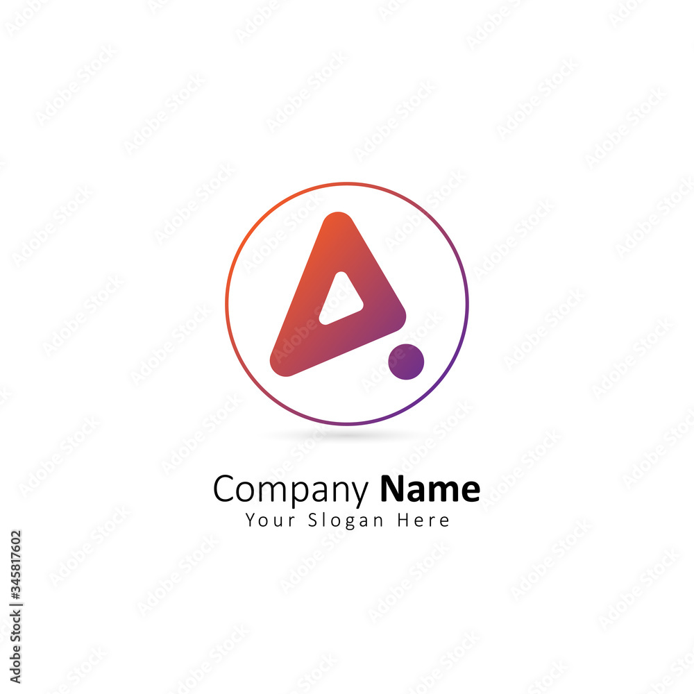 Initial Letter A Logo Triangle Vector with Circle and Dot. Design Vector Illustration Letter A Logo For Company Initial Letter A Logo Triangle Vector with Circle and Dot. Design Vector Illustration Letter A Logo For Company