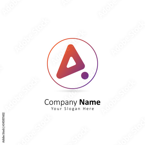 Initial Letter A Logo Triangle Vector with Circle and Dot. Design Vector Illustration Letter A Logo For Company
