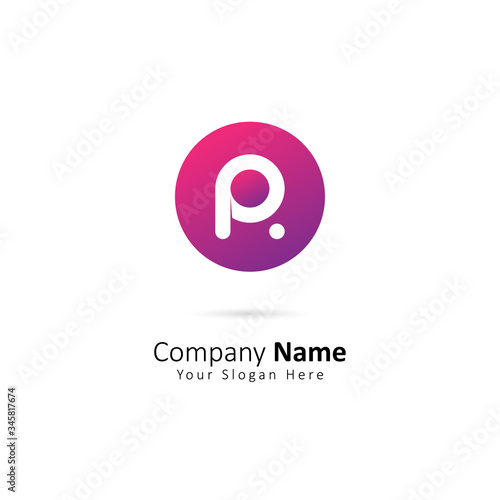 Abstract Initial Letter A Or P Logo with Circle and Dot Element. Design vector illustration Template