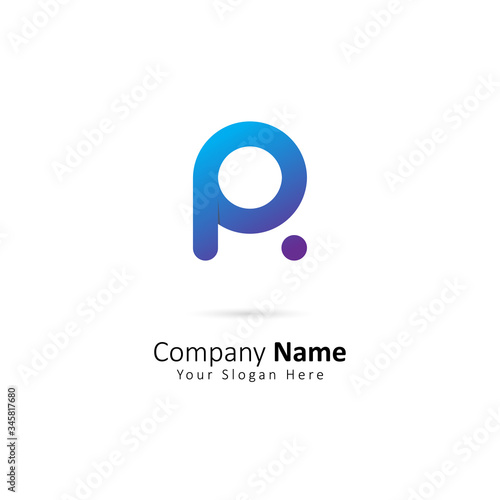 Abstract Initial Letter A Or P Logo with Dot Element. Design vector illustration Template