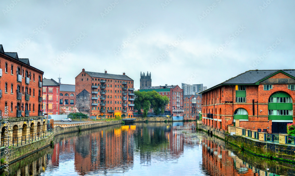 View of Leeds with the Aire River in England View of Leeds with the Aire River in England