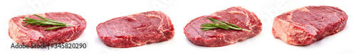 Closeup a group of steak, isolated on the white background