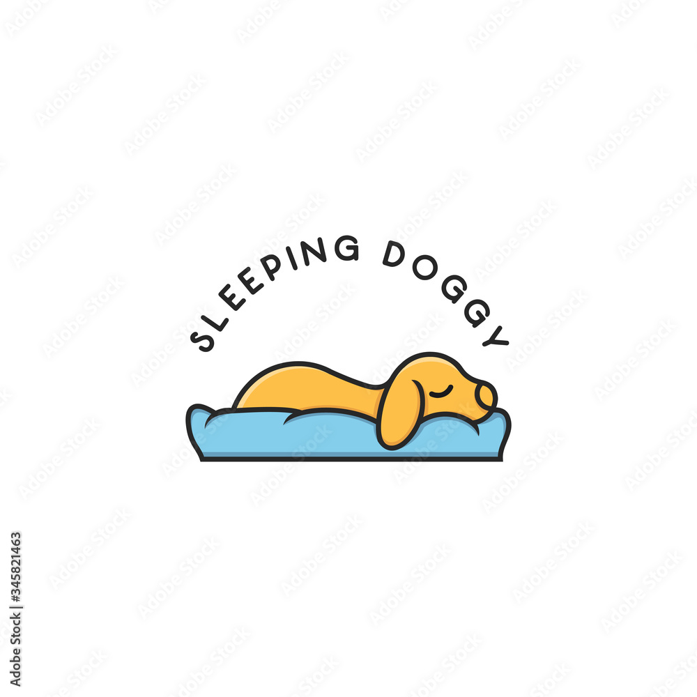 Fototapeta premium cute dog character sleep in cloud lofo design premium vector 