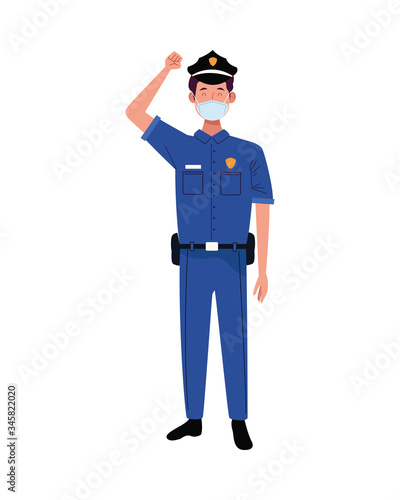 police worker using face mask for covid 19