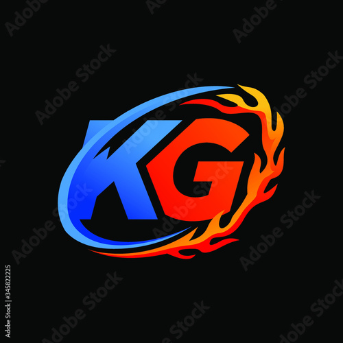 Initial Letters KG Fire Logo Design