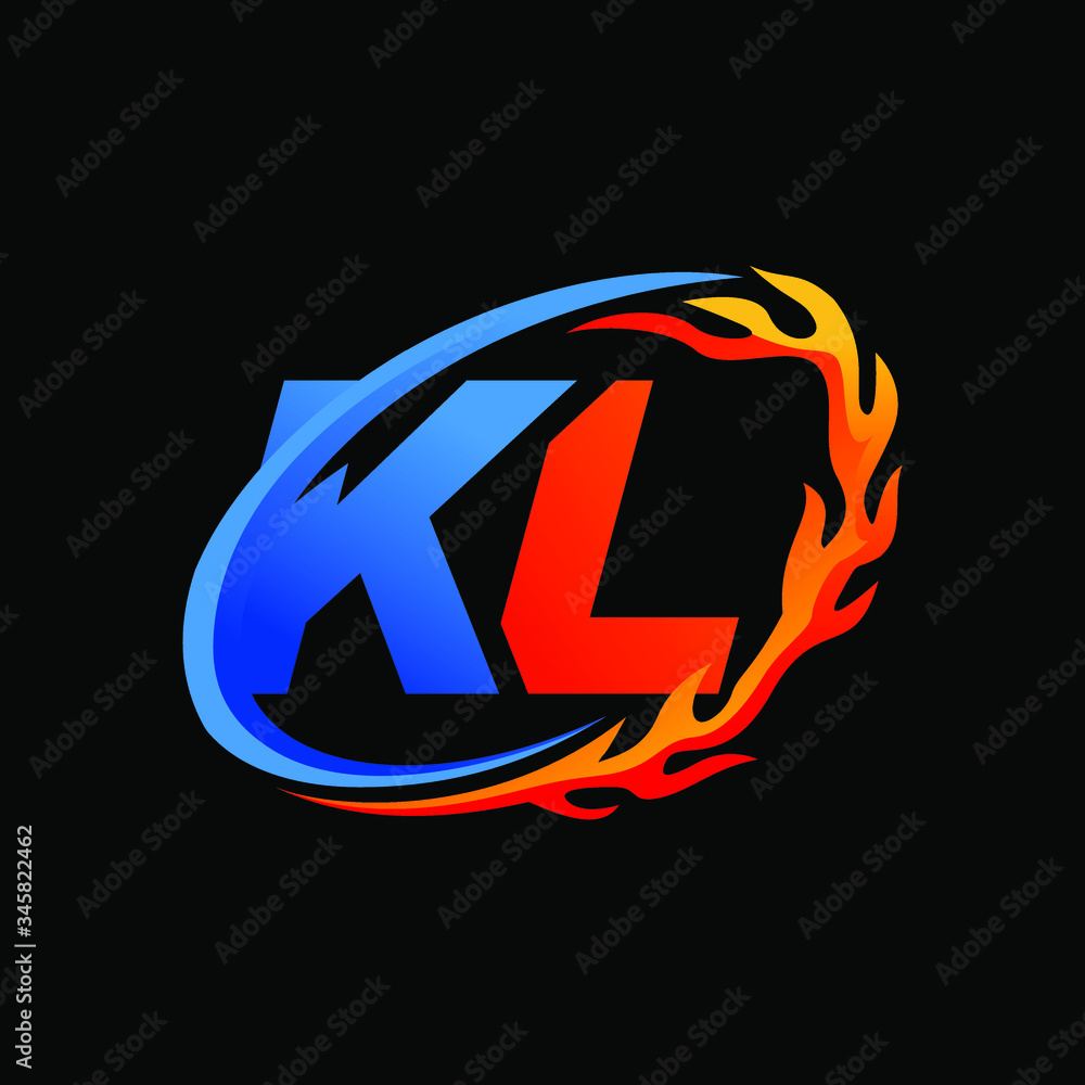 Initial Letters KL Fire Logo Design Initial Letters KL Fire Logo Design