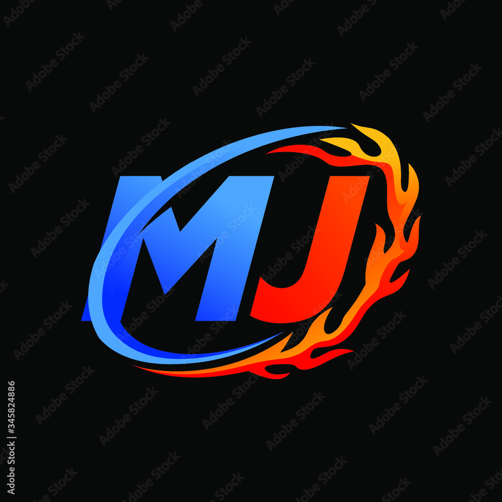 Initial Letters MJ Fire Logo Design Initial Letters MJ Fire Logo Design
