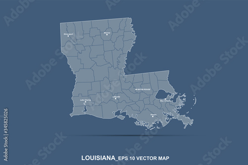 louisiana map. U.S. states louisiana vector map. united states of america map.  photo