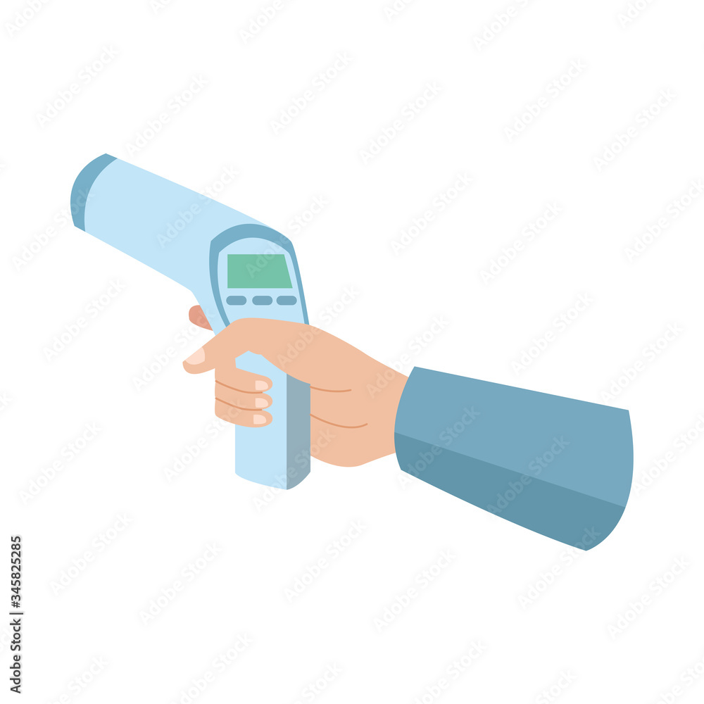 hand using thermometer laser technology hand using thermometer laser technology