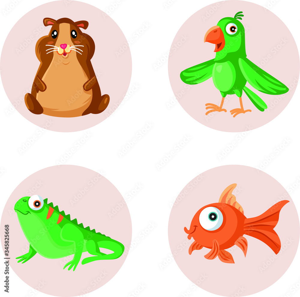 Fototapeta premium Cute Mascots and Pet Shop Icons Vector Set