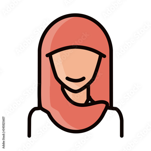 muslim woman with hijab character line and fill icon