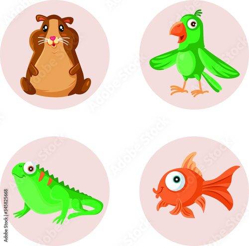 Fototapeta Naklejka Na Ścianę i Meble -  Cute Mascots and Pet Shop Icons Vector Set