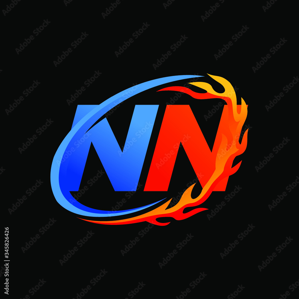 Initial Letters NN Fire Logo Design Initial Letters NN Fire Logo Design