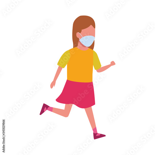 young girl using face mask for covid19