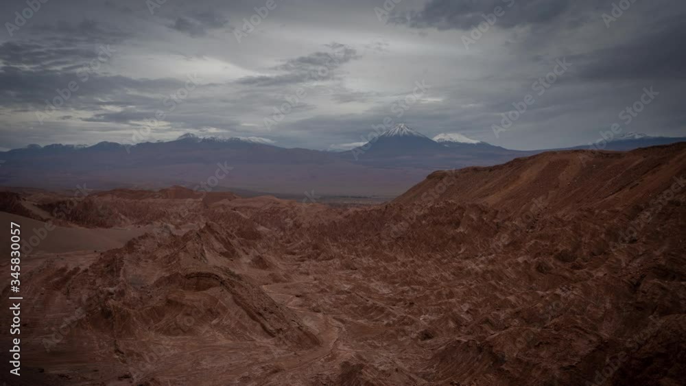 Valle De La Muerte, Atacama Desert, Chile, Timelapse of Cloudy Sky Above Death Valley Landscape Valle De La Muerte, Atacama Desert, Chile, Timelapse of Cloudy Sky Above Death Valley Landscape