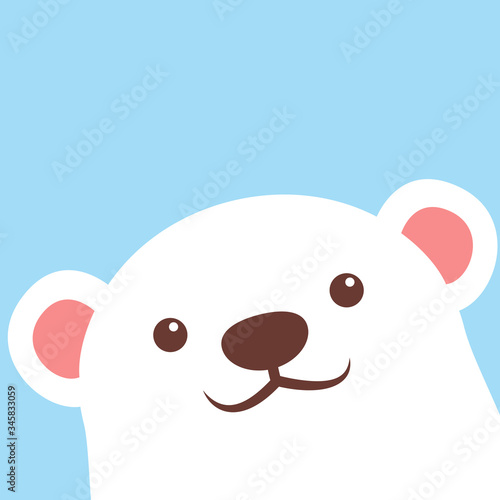 Cute polar bear face, vector illustration