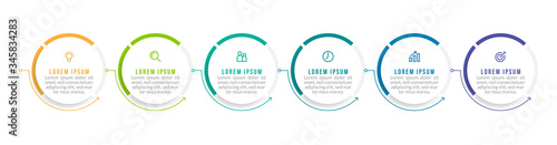 Minimal infographic template design with numbers six options or steps.
