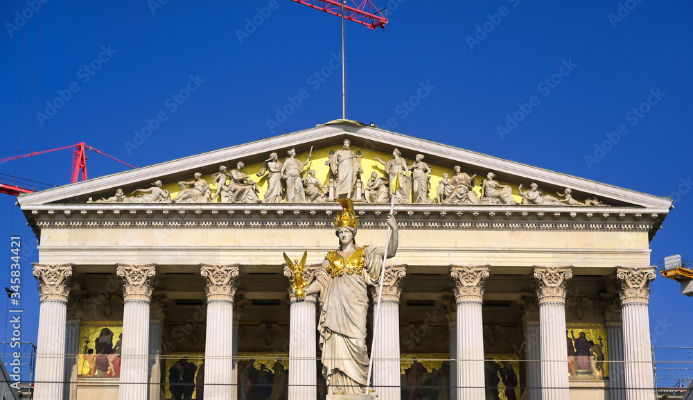 Fototapeta premium Vienna, Austria - May 18, 2019 - The Austrian Parliament Building located in Vienna, Austria.
