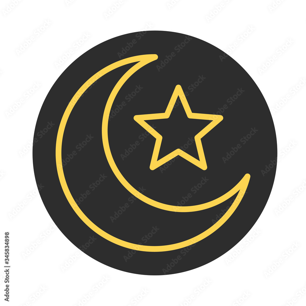 moon star eid mubarak islamic religious celebration block and line icon moon star eid mubarak islamic religious celebration block and line icon
