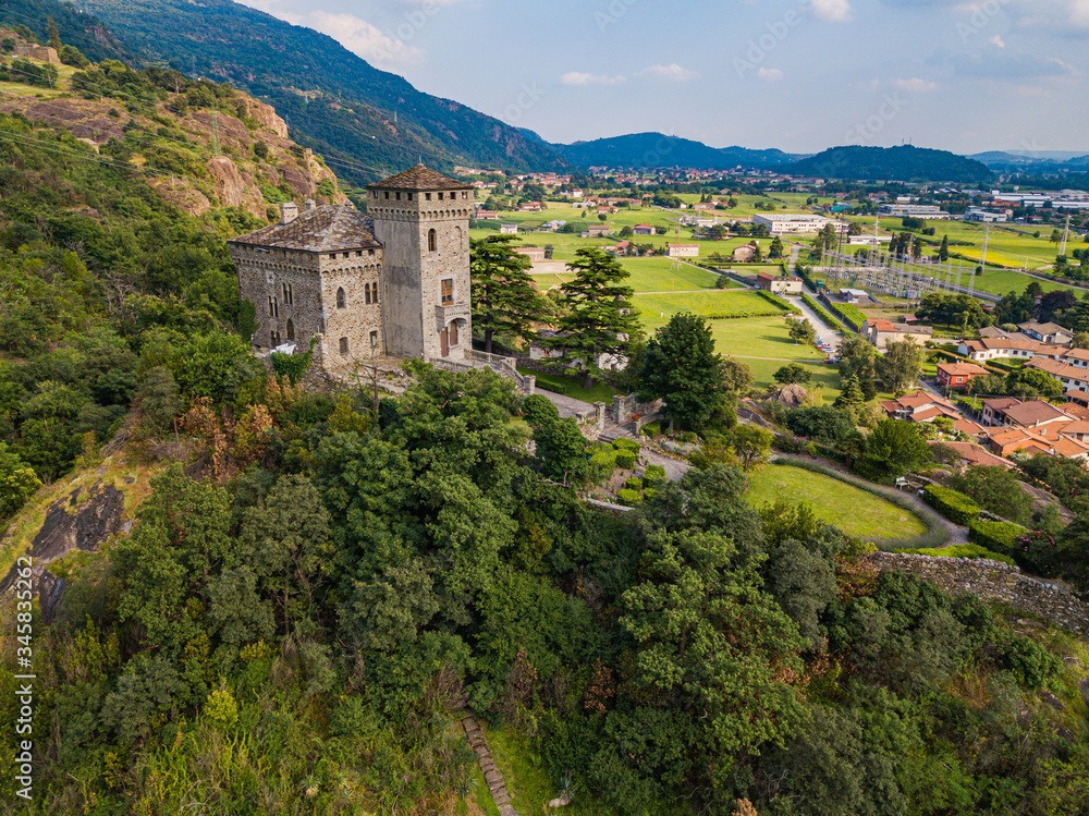 Aerial view of Settimo Vittone, Piemonte, Italy