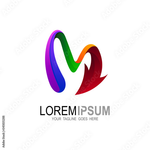 M logo, Letter M logo with colorful design illustration, Arrow and letter M icons