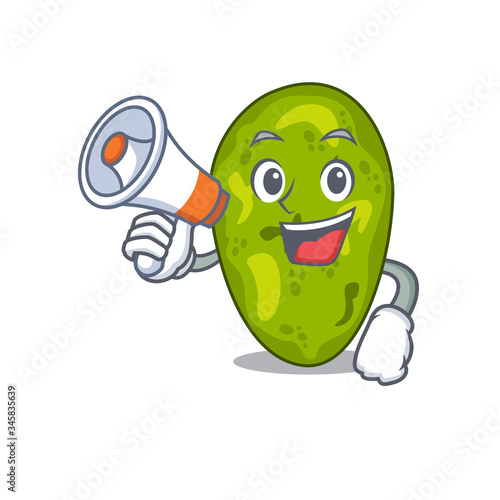 Cartoon character of cyanobacteria having a megaphone