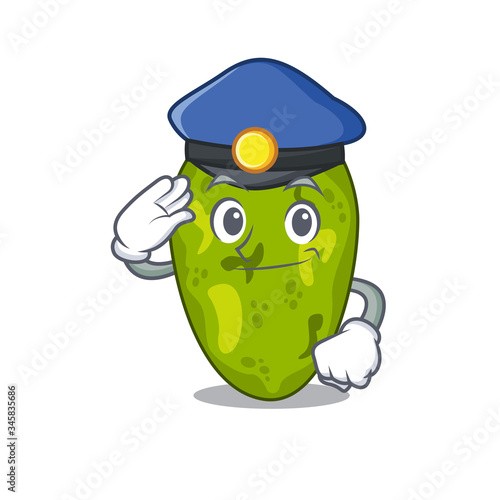 Police officer mascot design of cyanobacteria wearing a hat
